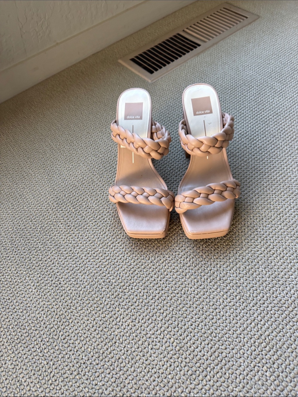 Dolce Vita Blush Braided Double-Strap Block Heel Sandals